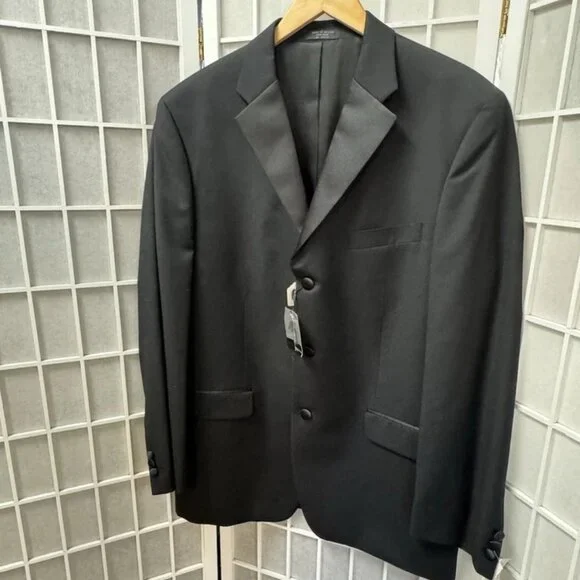 Jones NY, Men's Blazer, Tuxedo, Dark Blue, Size 42 R, Wool, Long Sleeve, Pockets Sport Coats & Blazers